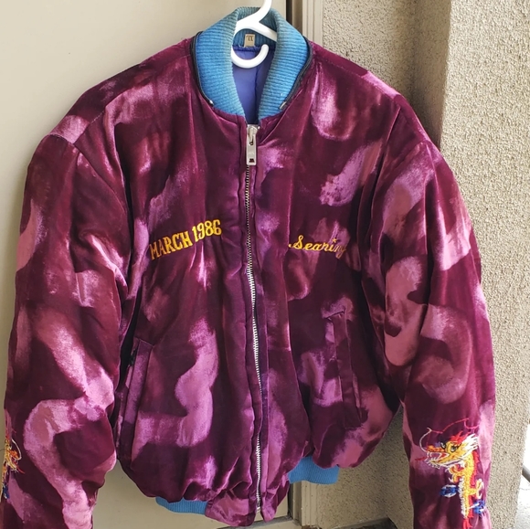 Vintage Jacket Souvenir Korea sz Large velvet - Picture 2 of 5